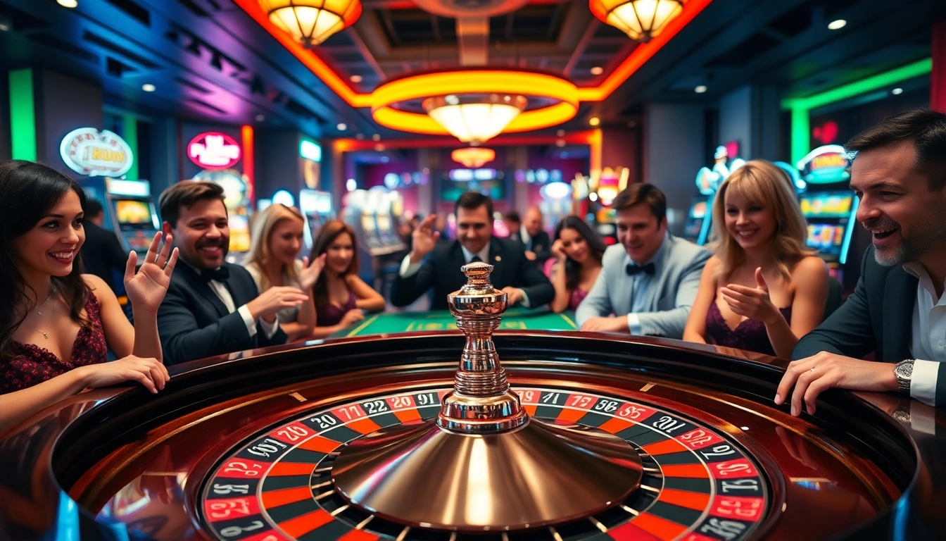 Experience the excitement of online casino singapore real money with vibrant roulette and players engaged.