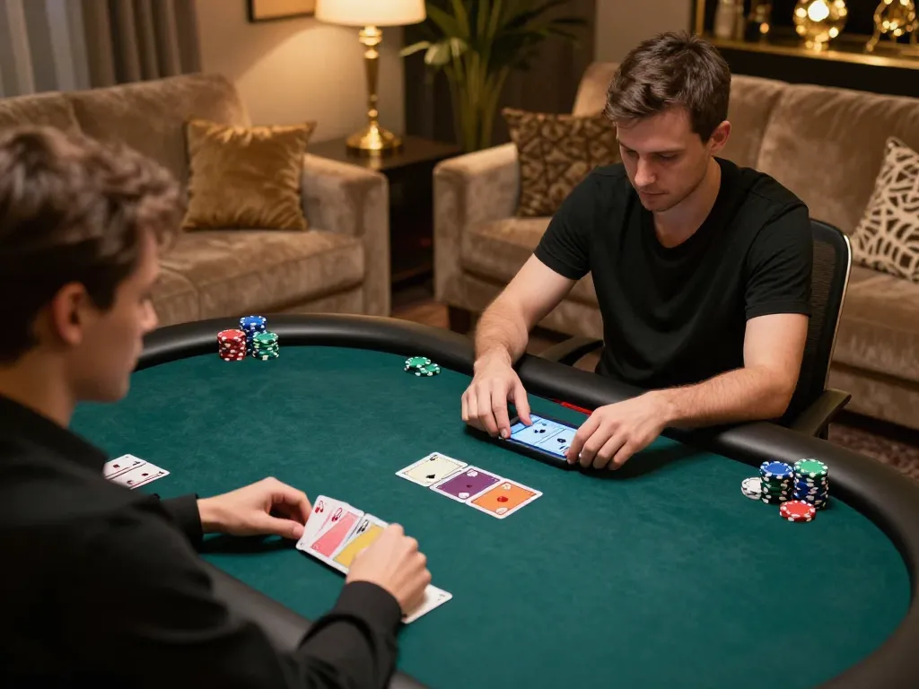 dn88 players engaging in strategic online poker game while enjoying comfortable home setting