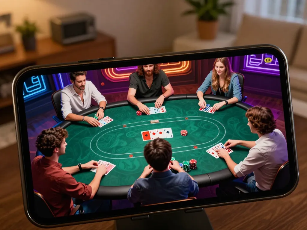 Players engaging in an online poker game using the taisunwin platform, showcasing dynamic gameplay and strategy.