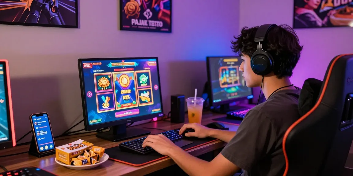 Immersive gaming experience with pajaktoto resmi on a laptop in a cozy room.