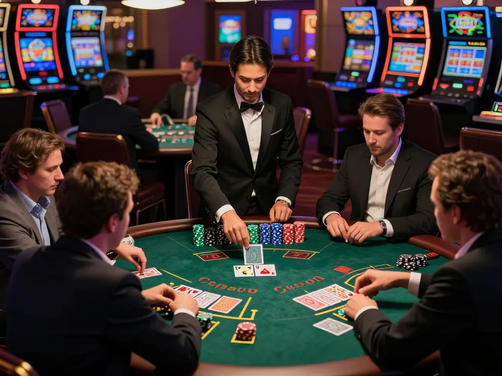 Experience w188 bet at a vibrant casino blackjack table with players engaging in strategic gameplay.