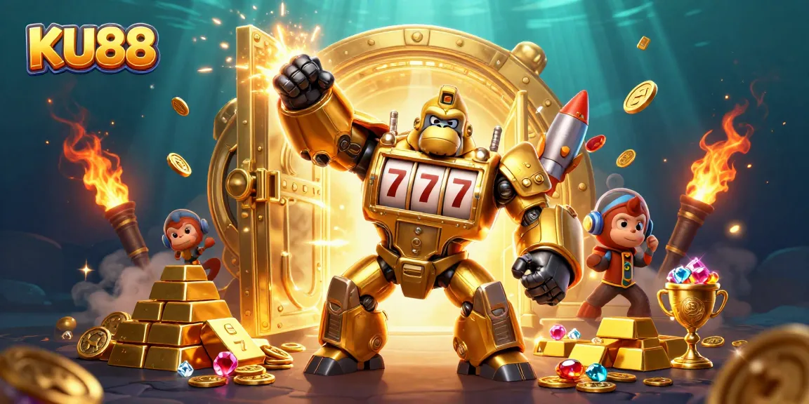 Experience thrilling wins with KU88, showcasing an explosive mecha gorilla and riches!