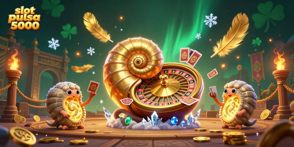 Mainkan slot pulsa 5000 dengan desain kasino yang menarik dan simbol keberuntungan.