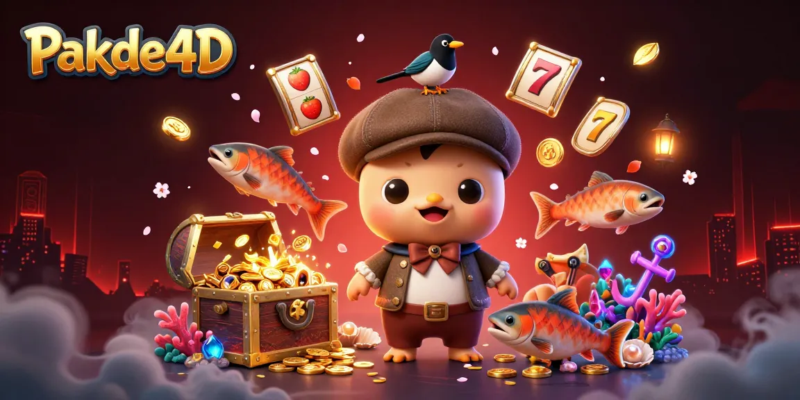 Engage in thrilling gameplay with Pakde4D, featuring playful characters and vibrant casino elements.