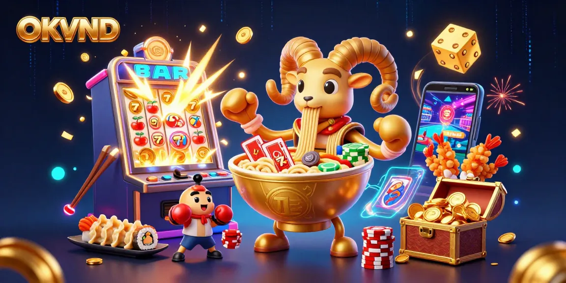 Engage with OKVND's vibrant casino world featuring dynamic characters and exciting game elements in action.