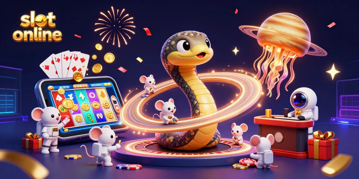 Memenangkan jackpot pada slot online dengan simbol keberuntungan dan peruntungan di planet kasino.