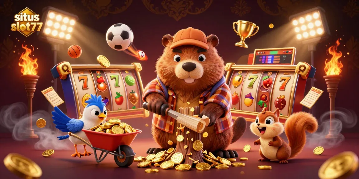 Experience situs slot777 with gold coins, slot reels, and dynamic gaming characters.