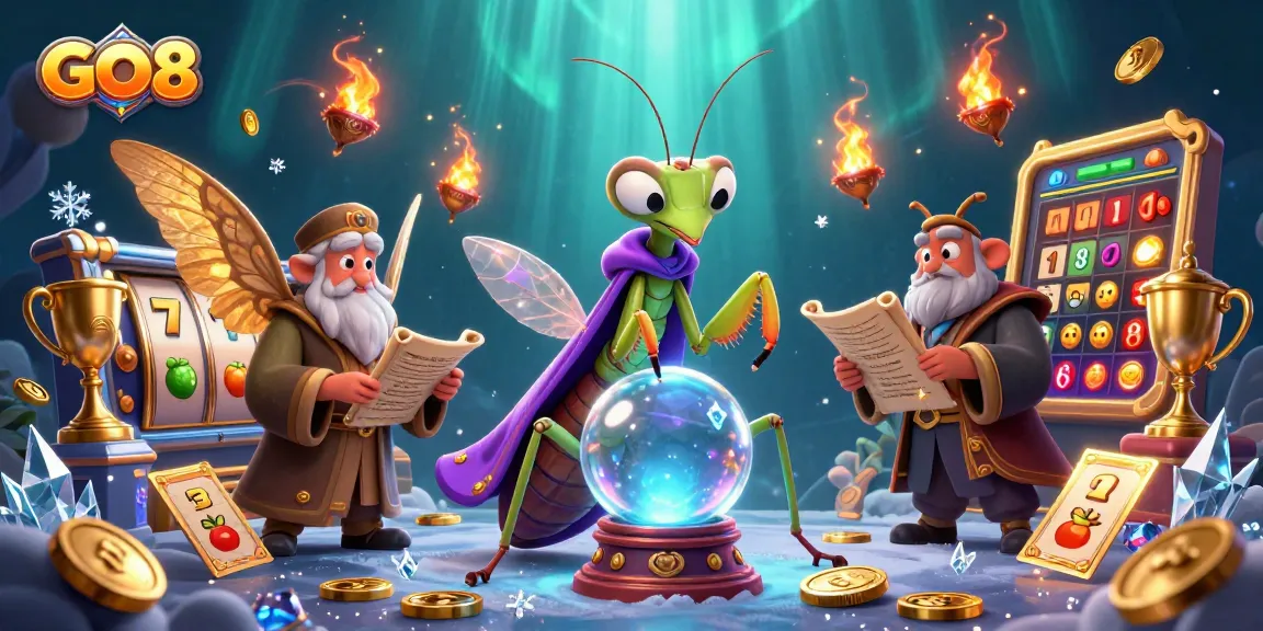 Engage with GO8's vibrant slot experience featuring colorful symbols, dynamic elements, and a mystical ambiance.