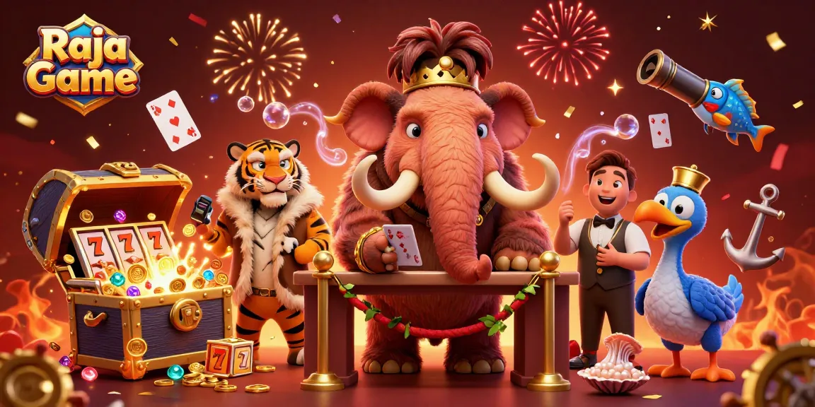 Engage in exciting jackpot wins at Raja Game with a vibrant casino-themed illustration
