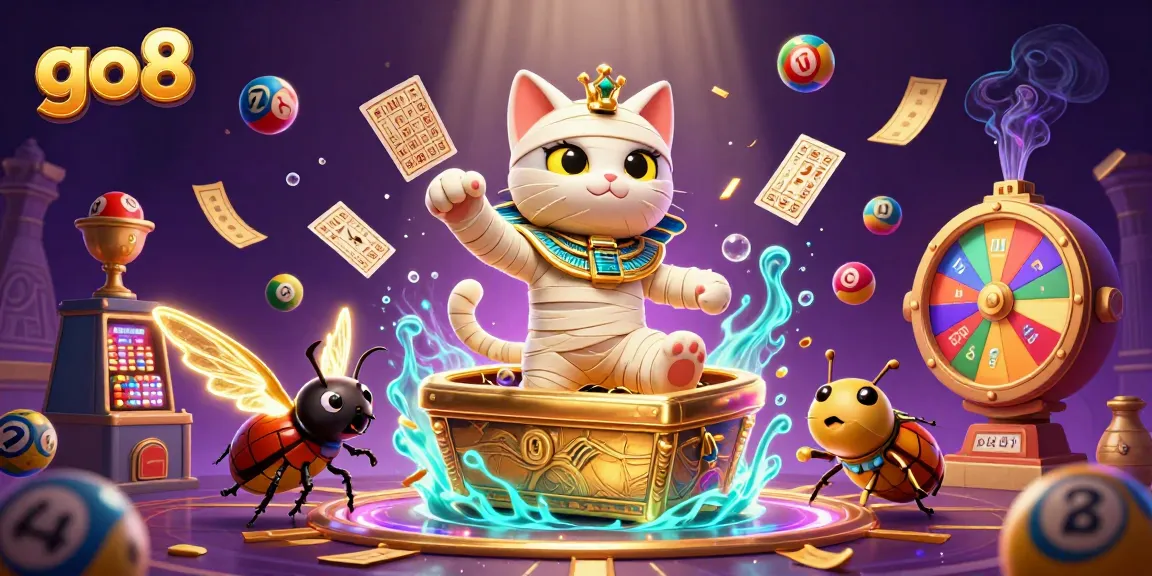 Engage in thrilling games with go8's vibrant Egyptian-themed casino dynamic illustration.