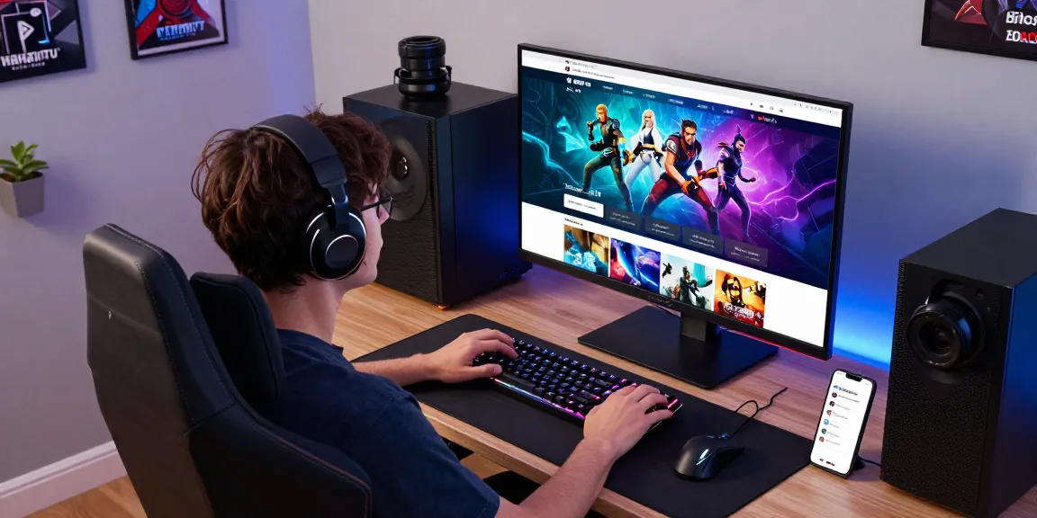 Engaging mahajitu online gaming setup with vibrant graphics and peripherals.