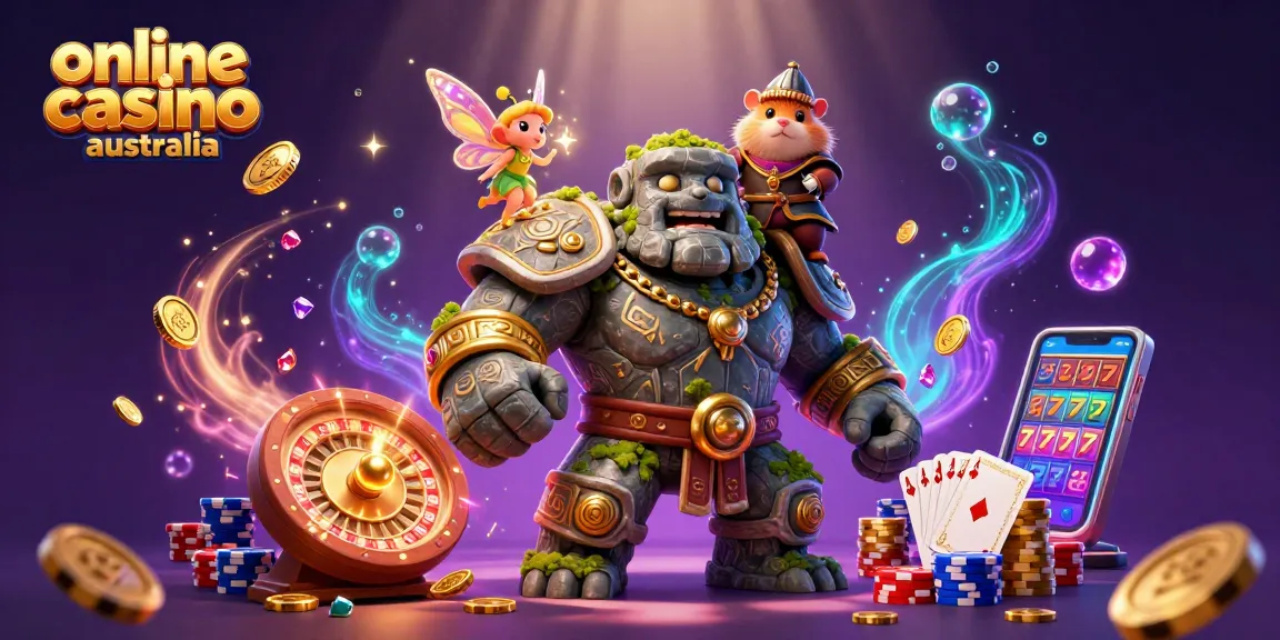Engage in the vibrant world of online casino Australia with dynamic characters and casino elements.