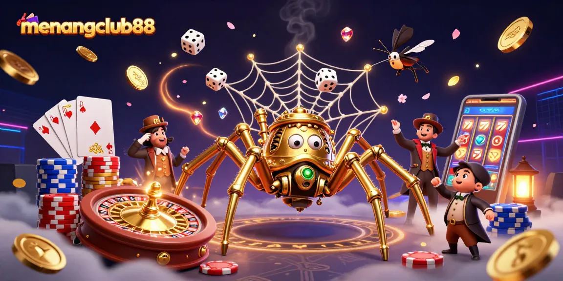 Engage in an expansive casino adventure with menangclub88, featuring vibrant characters, gold coins, and thrilling game elements.